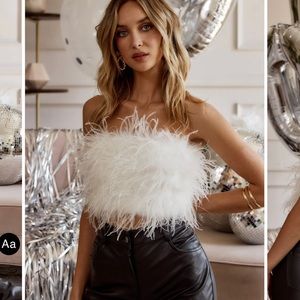 Worn once white feather top